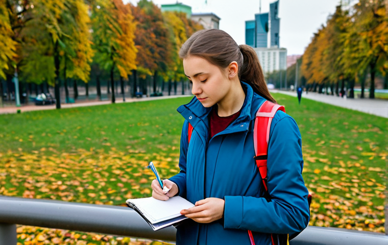 Urban Citizen Science**
"A young woman in a fully clothed, practical jacket and jeans, stands in a Warsaw park using a handheld air quality sensor. She is surrounded by greenery and the city skyline is visible in the background. She is taking notes in a small notebook. Focus on capturing the bright, overcast lighting of a typical Polish autumn day. safe for work, appropriate content, fully clothed, professional, perfect anatomy, correct proportions, natural pose, well-formed hands, proper finger count, natural body proportions, high quality photo."
**